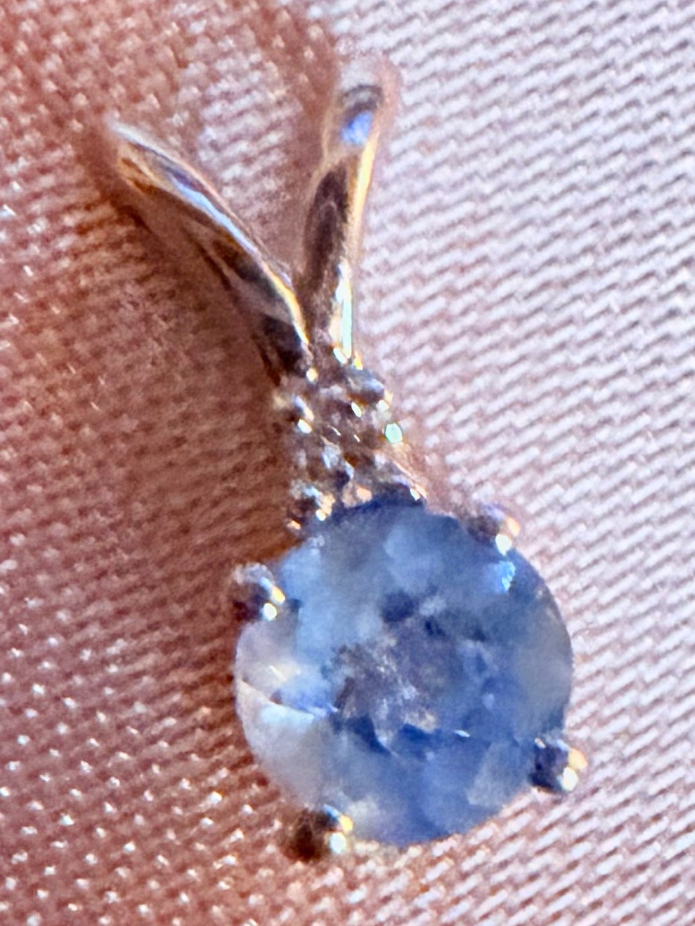 Sterling Silver Pendant with Princess Cut Aquamarine and One Accent Diamond